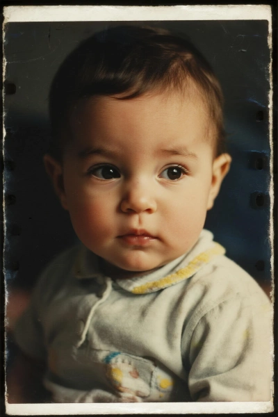 Retrato vintage del bebé estilo estudio antiguo