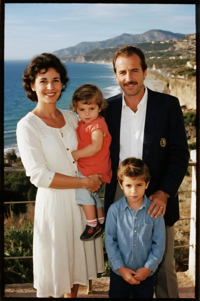 Foto familiar de viaje con estilo retro