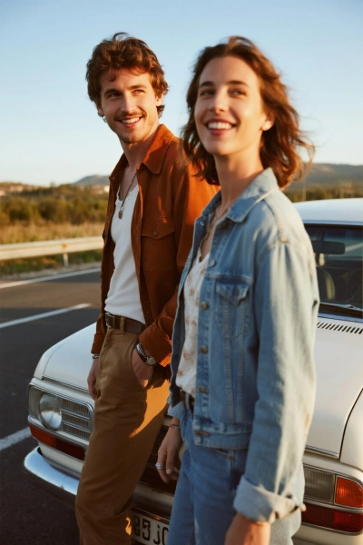 Viaje retro de los años 70 en pareja