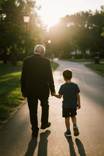Paseo de la mano por el parque