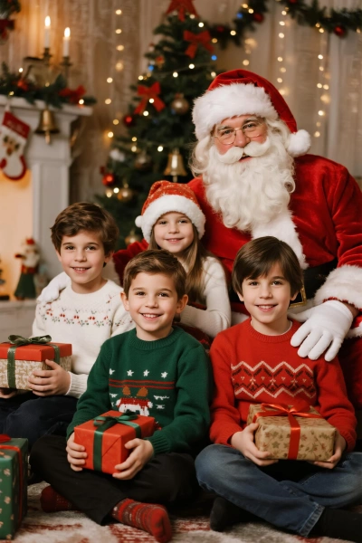 Papai Noel entregando presentes