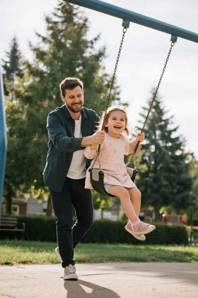 Columpiándose en el parque