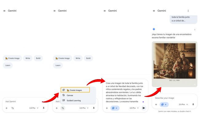 usar Gemini AI para crear fotos familiares