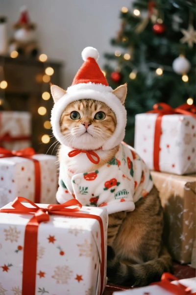 Gato sobre presentes