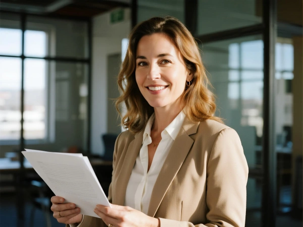 Retrato gerente en oficina moderna