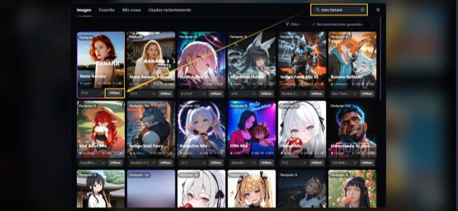 Selecciona el modelo Nano Banana para generar foto profesional