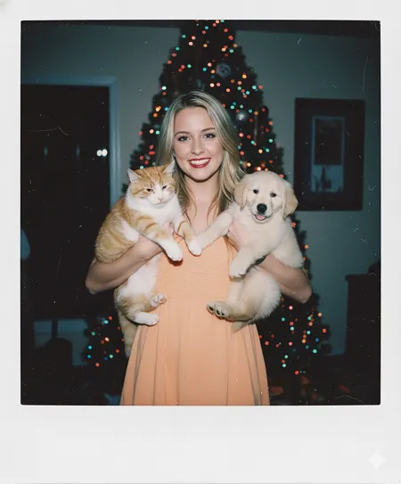 Polaroid navideña con mascota