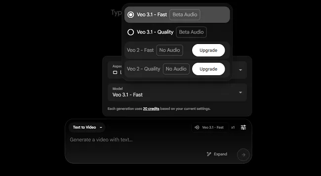 Model Selections of Veo 3.1