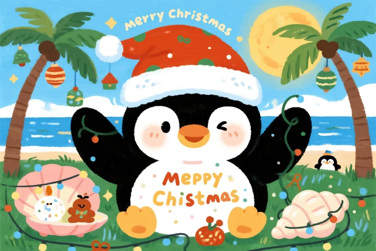 Cenário Cute de Natal Tropical