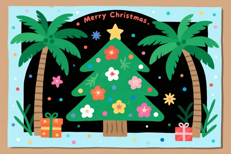 Árvores Tropicais em Estilo Papel Recortado