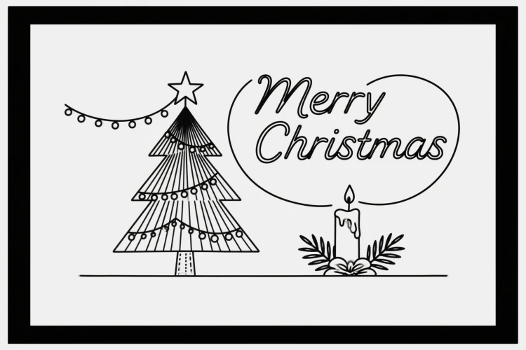 Cartão Minimalista Natalino em Preto e Branco