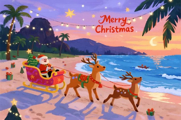 Personagens Natalinos Fofinhos no Verão Brasileiro