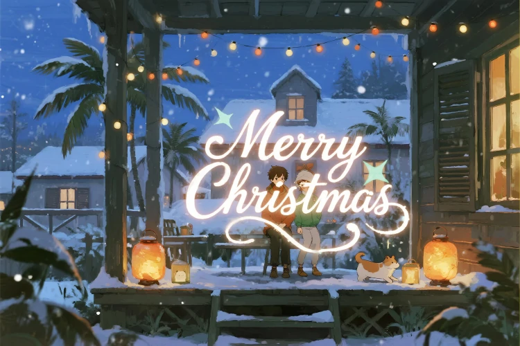 Casal Anime em Noite de Natal