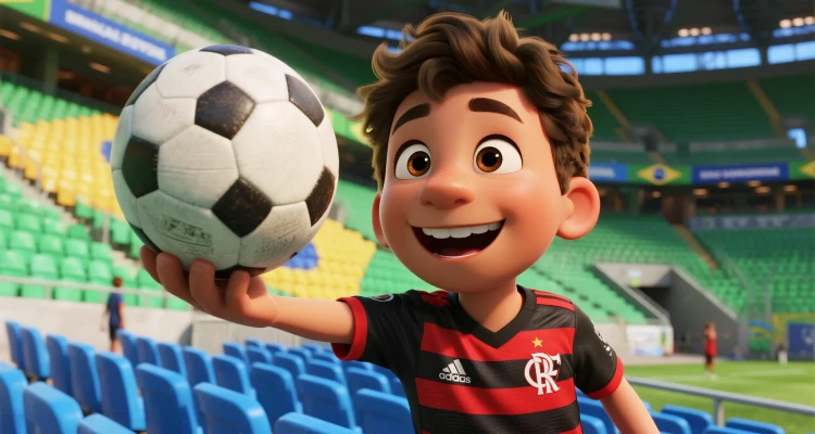 criar foto IA de futebol com Gemini Prompt da Camisa do Flamengo