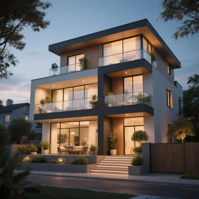 Renderizado de fachada arquitectónica