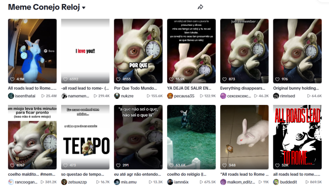 Meme conejo reloj en TikTok