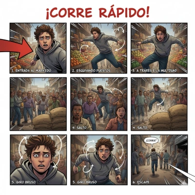 Diseña un storyboard para un cortometraje de acción