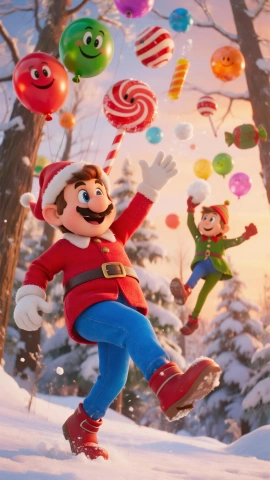 Fiesta de duendes en la nieve