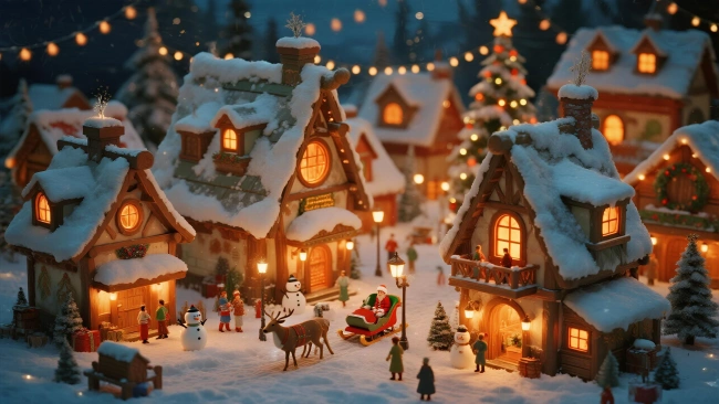 Pueblo navideño de cuento