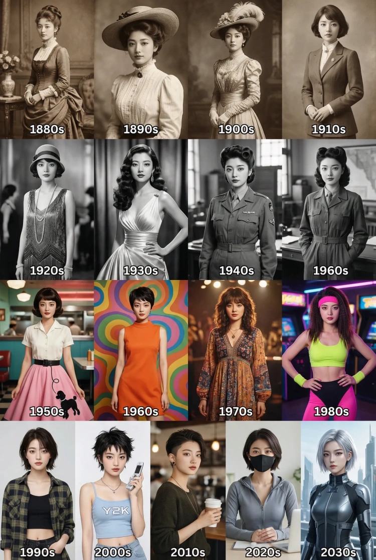 年代別スタイルチェンジ プロンプト