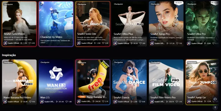 página de vídeo de IA do SeaArt