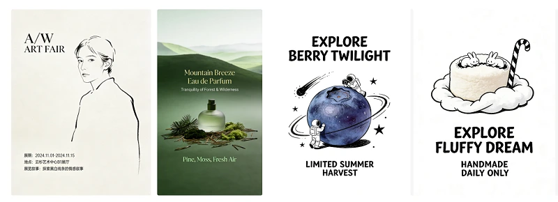 Seedream 4.5 generated AI poster designs