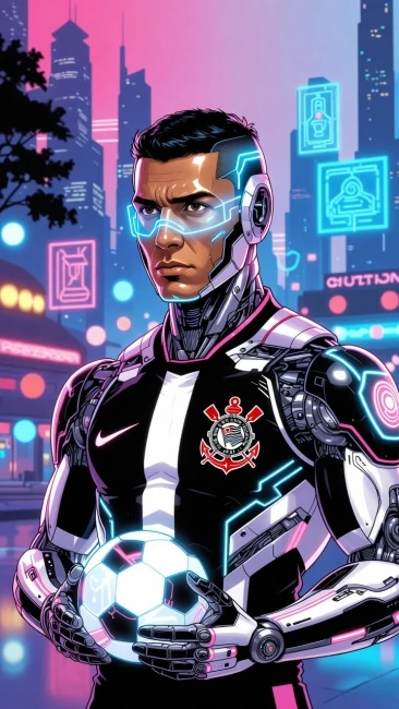 jogador Corinthians estilo cyberpunk IA