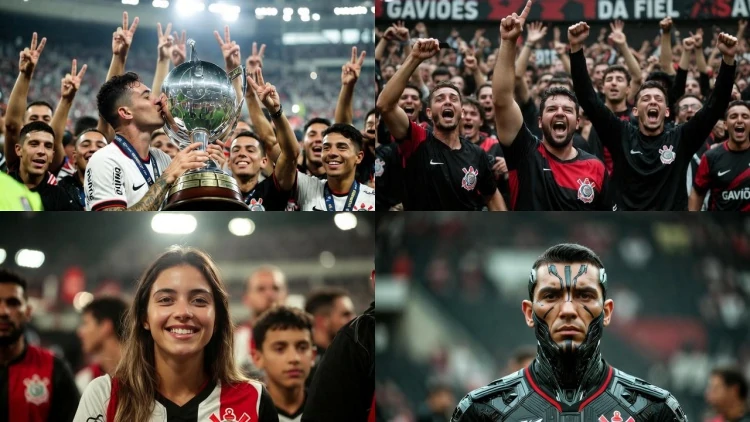 imagens IA Corinthians torcida e jogador