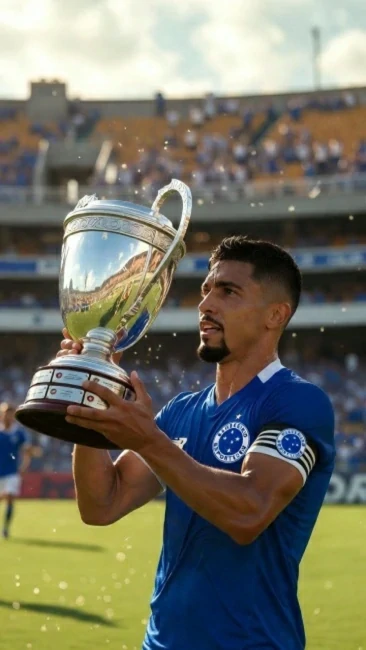 jogador IA Cruzeiro segurando taça