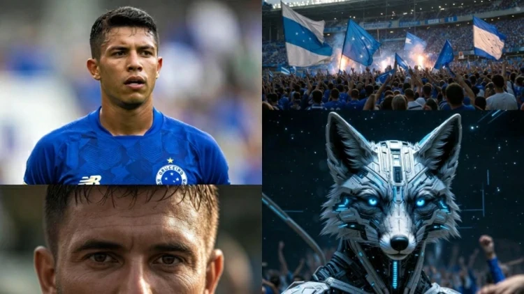 imagens IA Cruzeiro torcida e jogador