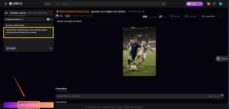 gerador de imagens de futebol SeaArt AI