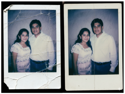 Repara foto desfocada de casal dos anos 90 com cores vivas