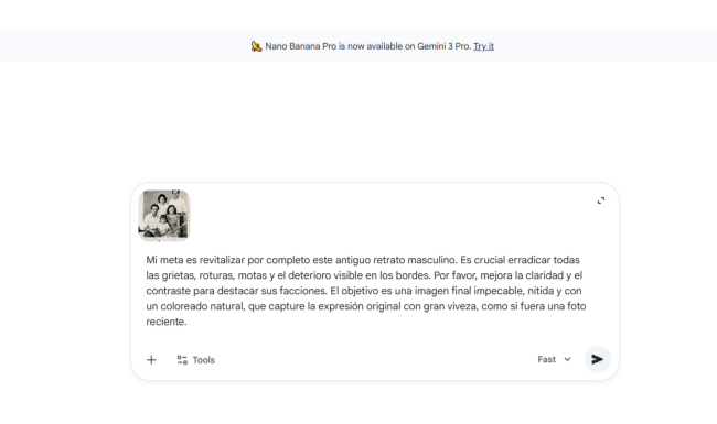 Restaurar fotos antigas com Gemini prompt