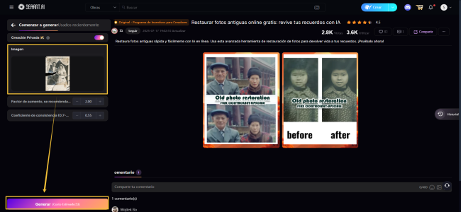 restaurar fotos antigas com SeaArt AI
