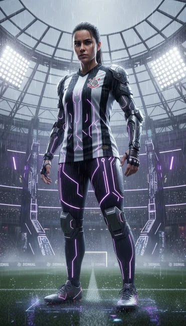 Jogadora do Corinthians em estilo futurist