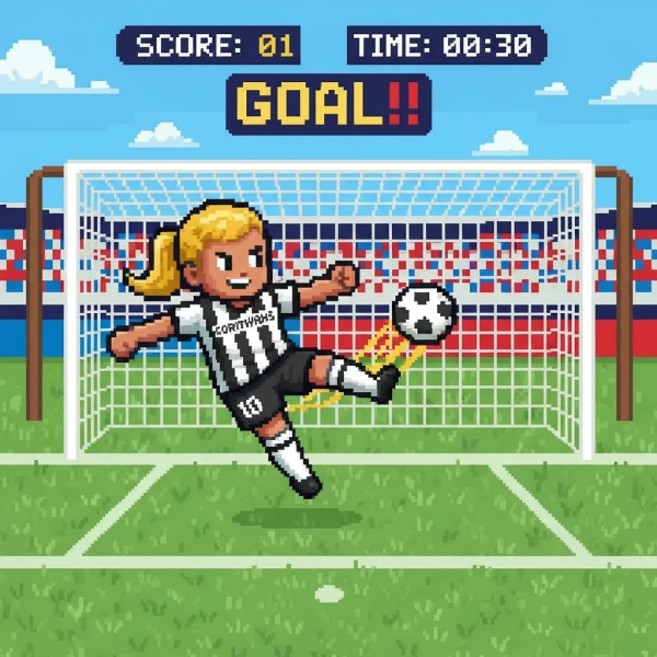 Arte pixelada estilo retro game 8-bit de jogadora do Corinthians