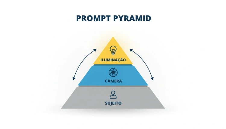 Infográfico de pirâmide de prompt para vídeo de IA
