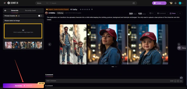 simulação de como será meu filho usando foto solo no SeaArt
