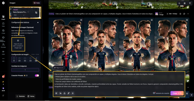 crear imágenes de fútbolista con prompt en SeaArt AI