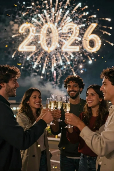 group photo toasting