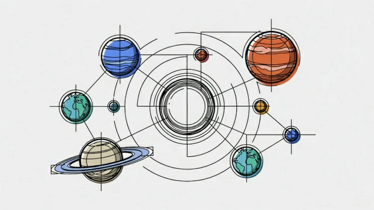 Tatuagem geométrica de sistema solar e constelação