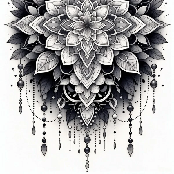 Tatuagem mandala ornamental feminina estilo joia