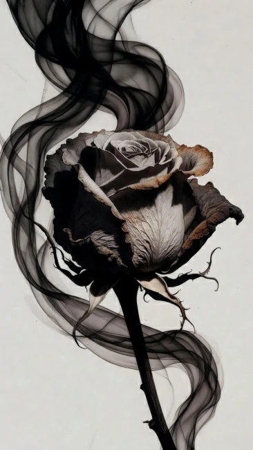 Tatuagem de rosa realista estilo gótico dark romance