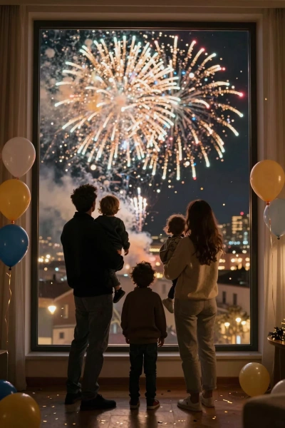 family photo of fireworks