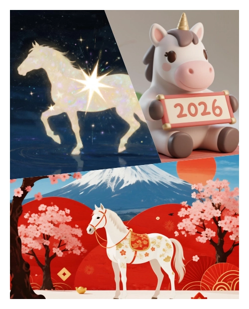 2026年の干支の馬を年賀状の素材にする