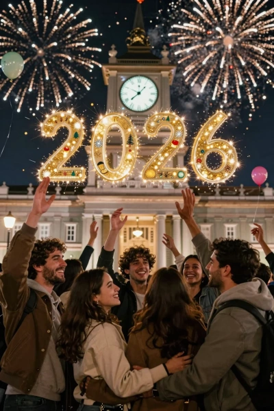 New Year's countdown with friends