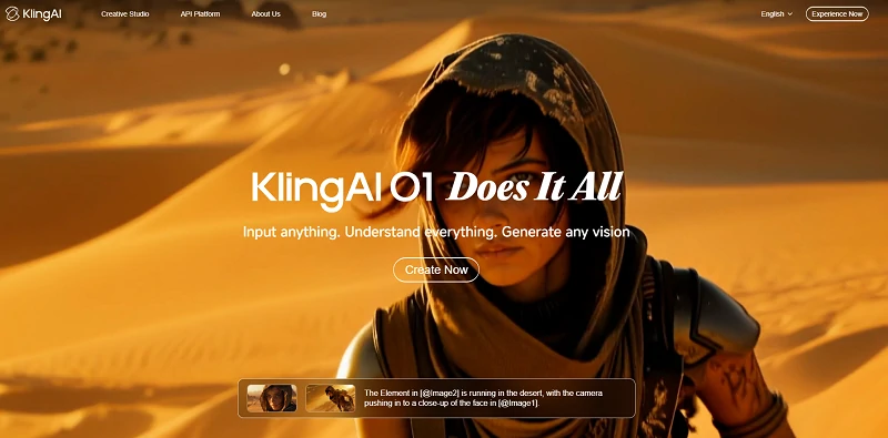 Kling AI homepage