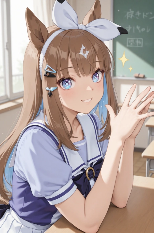 トレセン学園制服を着ているアーモンドアイ