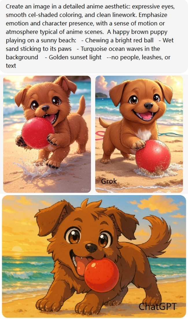 Comparação de criar imagem com ChatGPT e Grok