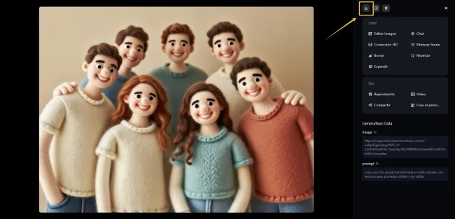 La foto con efecto tejido generada por IA